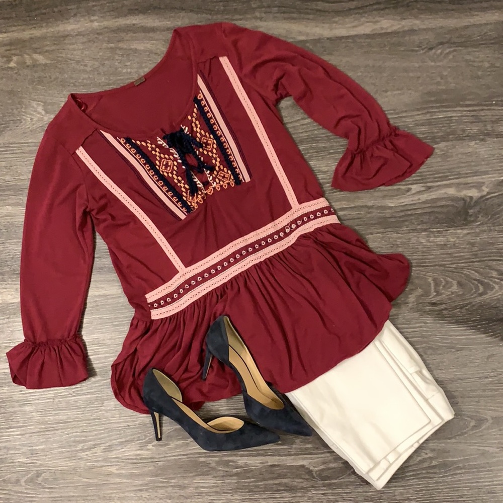 Embroidered Boho Tunic Poof Small